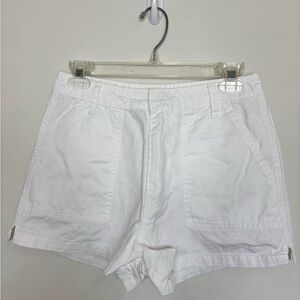 Forever 21 White Cargo Denim Shorts High Rise Women Waist 27‎ BNC6